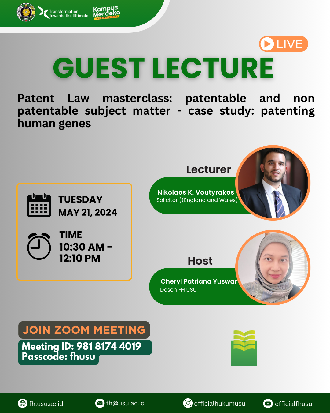 Guest Lecture: Patent Law masterclass: patentable and non patentable subject matter - case study: patenting human genes